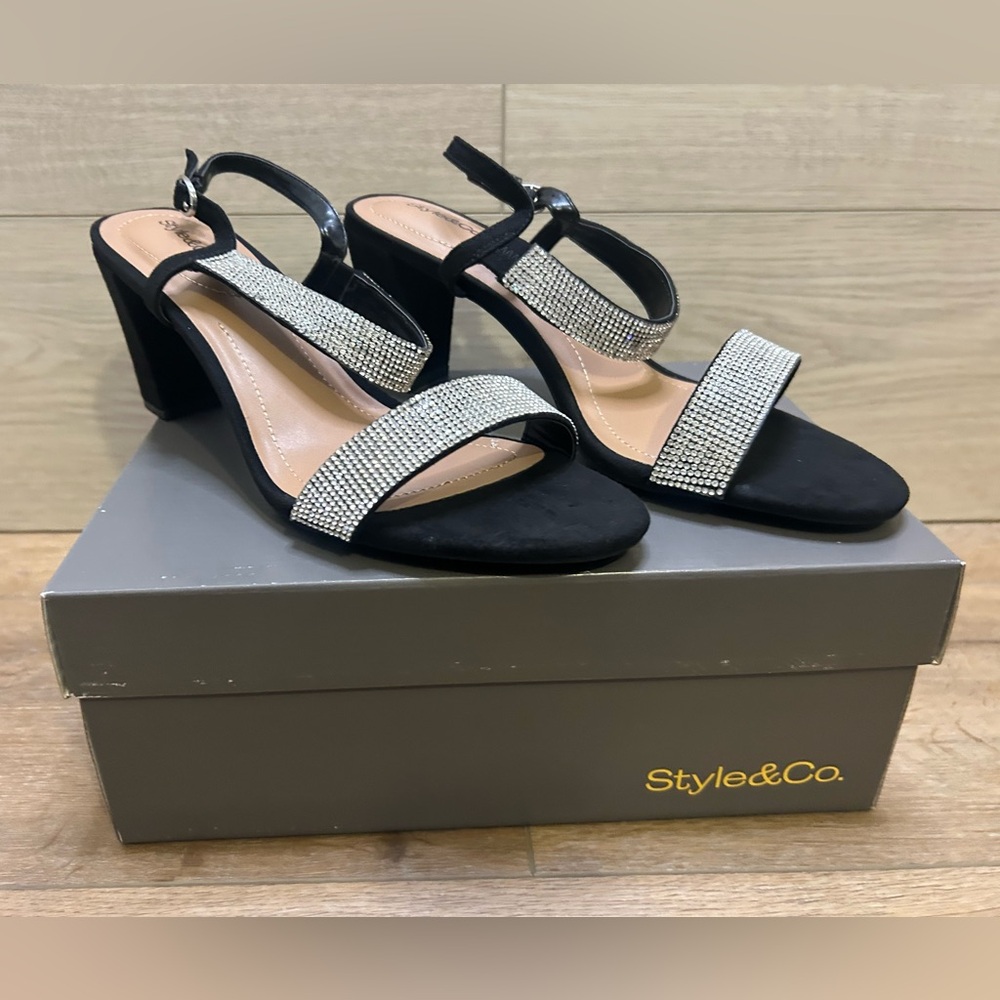 Style & Co Bonitaa Embellished Ankle-Strap Slingback Dress Sandals, size 9.5 NEW